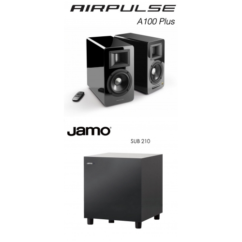 AIRPULSE A100plus(黑) 主動式揚聲器搭送JAMO SUB210重低音