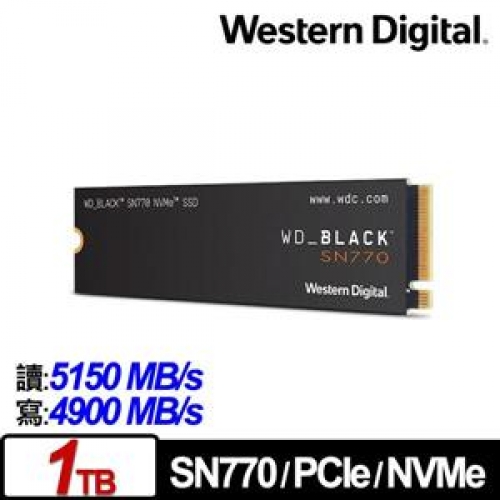 WD 黑標 SN770 1TB NVMe M.2 PCIe SSD/030324