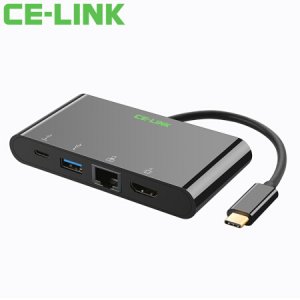 CE-LINK Type-C轉HDMI/USB-C/LAN/USB3.0適用蘋果MacBook分線器